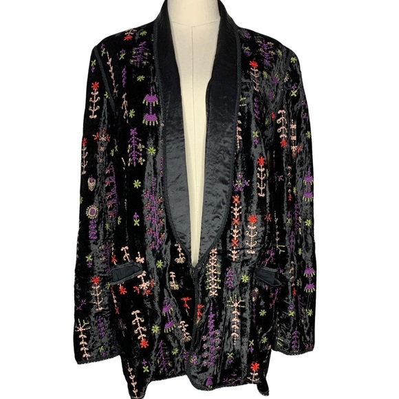 Anthropologie Jackets & Blazers - Anthropologie bl^nk Embroidered Velvet Jacket